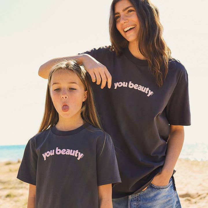 You Beauty Slang Tee in Charcoal for wholesale on Faire8