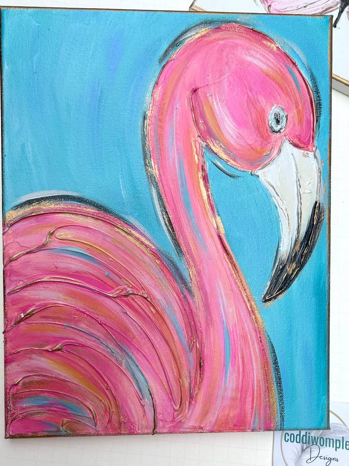 Fenicottero su tela blu, spiaggia costiera, nautica, tropicale per la vendita all'ingrosso da parte di Coddiwomple