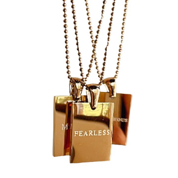 mila + stevie - Wholesale Pendant/Charm Necklace - "Fearless" Empowerment Necklace