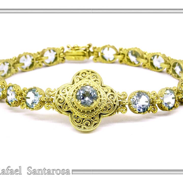 RAFAEL SANTAROSA - Vente Bracelet tennis - Bracelet en fines pierres multiples filigrane byzantin2