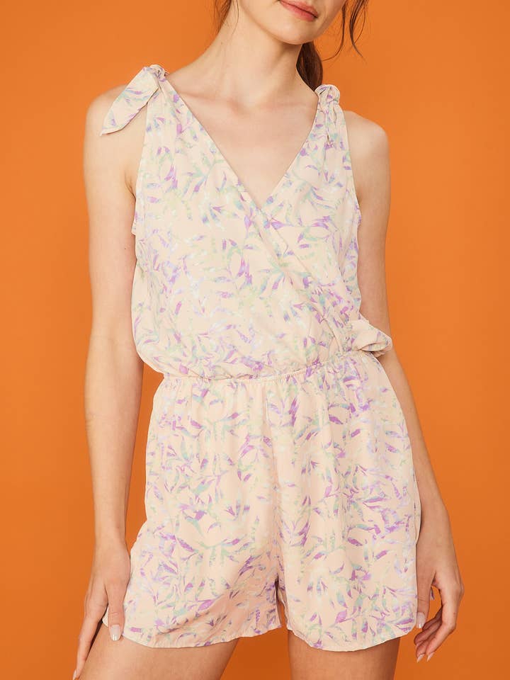 SR6753-01 - TROPICAL PRINTED SLEEVELESS ROMPER for wholesale by FSL Apparel