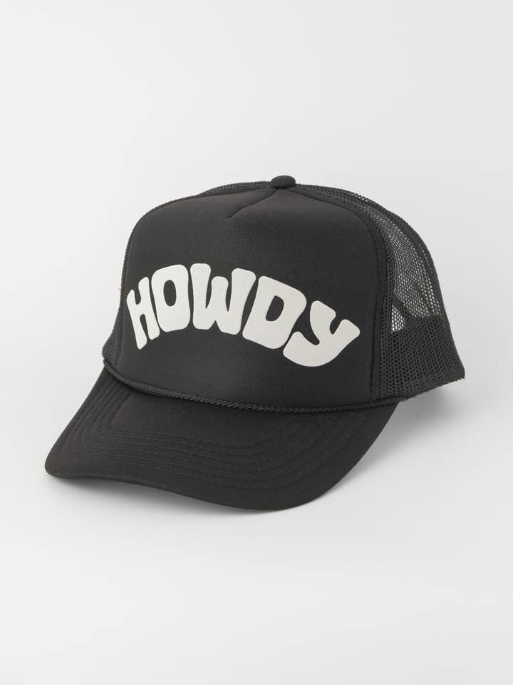 Howdy Trucker Hat Black/White for wholesale by Good Merchant Co