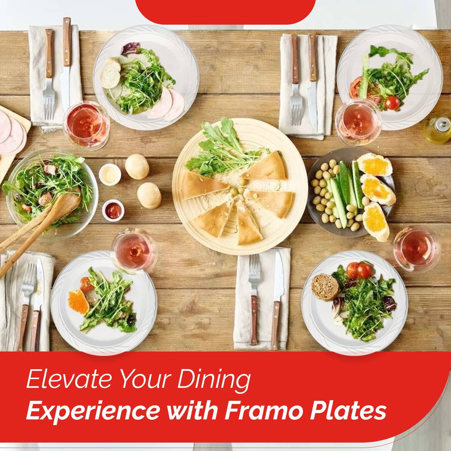 Framo - Vente Assiette jetable - Assiettes en plastique transparent jetables de 6 pouces en vrac par Framo3