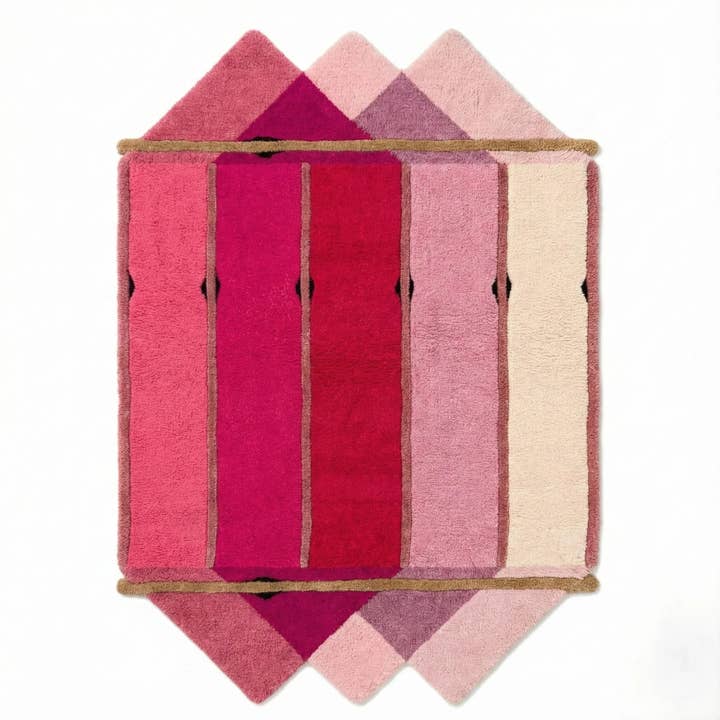 Pink Prism Geometric Hand-Tufted Wool Rug for wholesale by Maia Homes