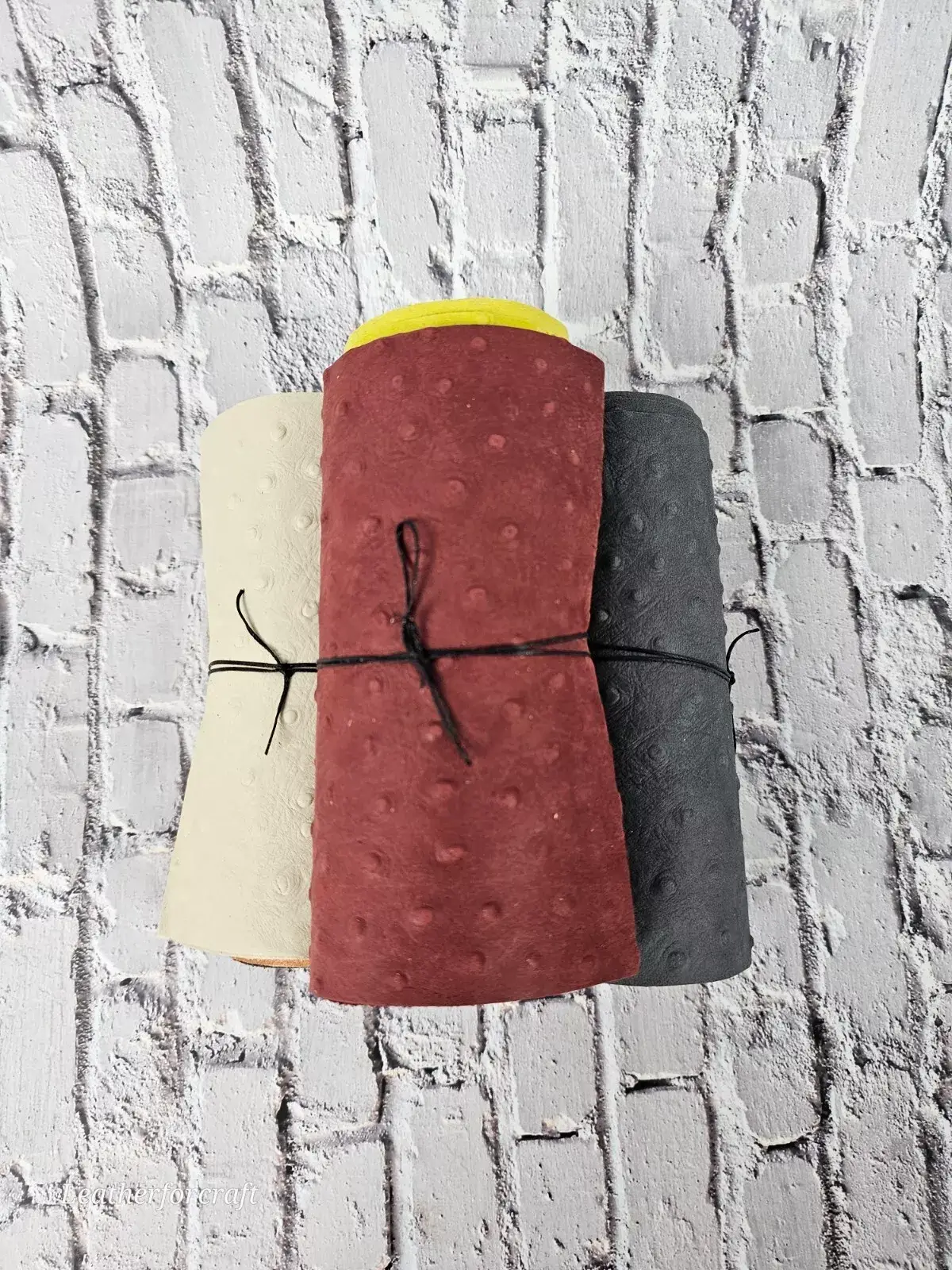 Leatherforcraft - Wholesale Craft Supplies - Ostrich Embossed Leather Scraps Pack Small Size5