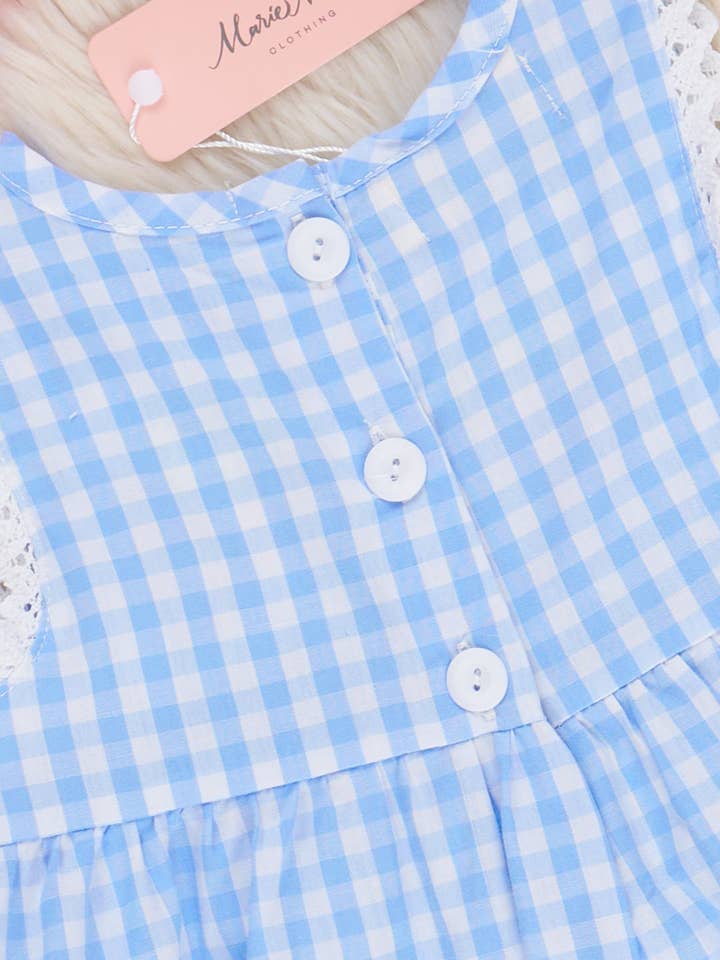 Marie Nicole Clothing - Wholesale Top & Short Set - Kids - Gingham Embroidered Strawberries Bows Ruffle Outfit