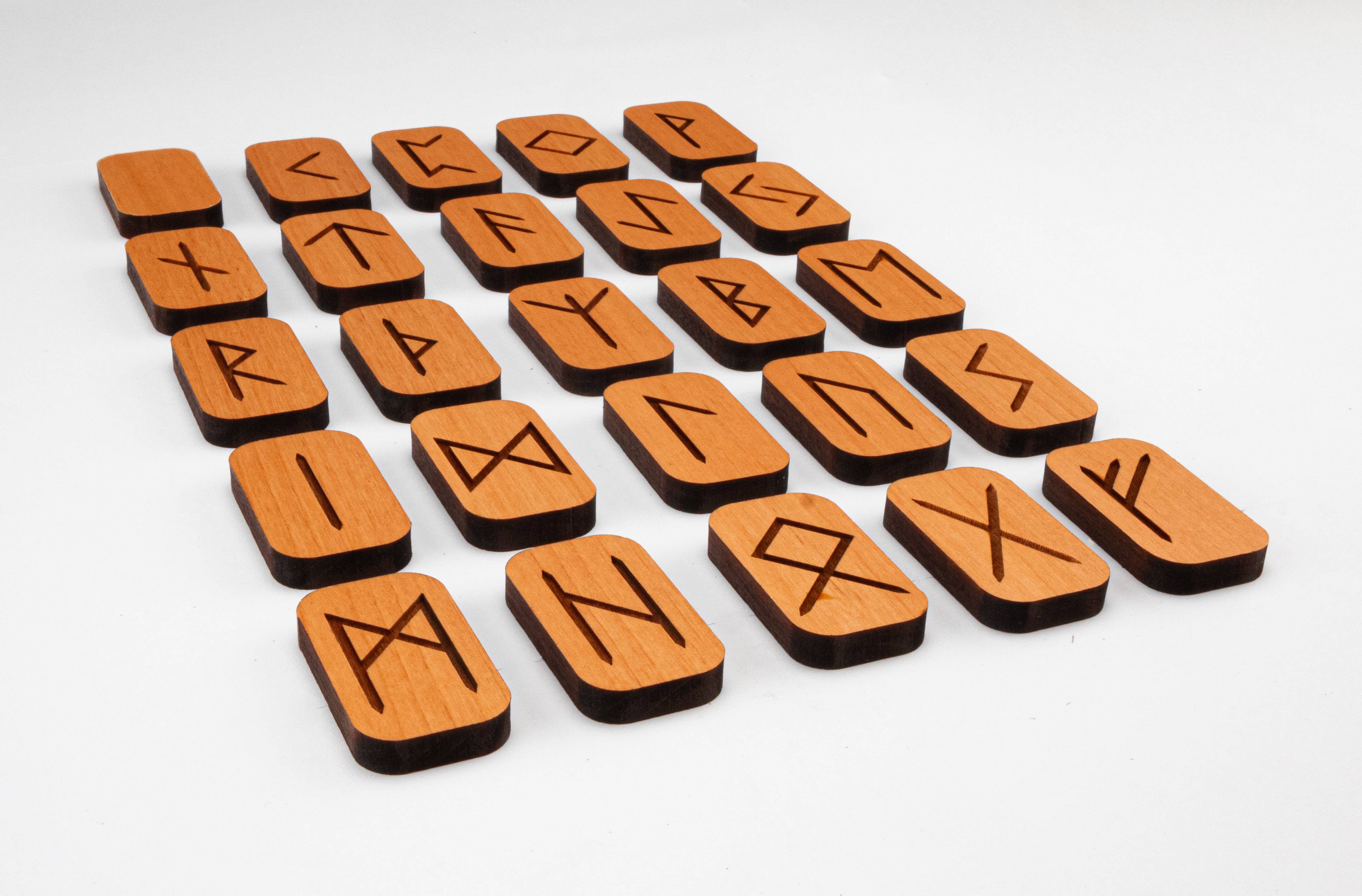 Woodland Woodworx - Wholesale Meditation Supplies - Elder Futhark Rune Set, Solid Engraved Alder Wood4