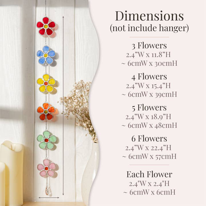 MondoBellissimo - Vendita all'ingrosso Bandierine/Ghirlande - Ghirlanda di Fiori in Vetro Colorato per Decorazione di Finestre F953