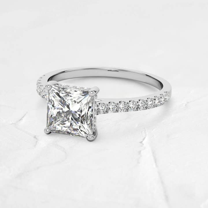 DJOYR - Wholesale Engagement ring - 1.5CT Cathedral Princess Moissanite Ring in 10K Gold4