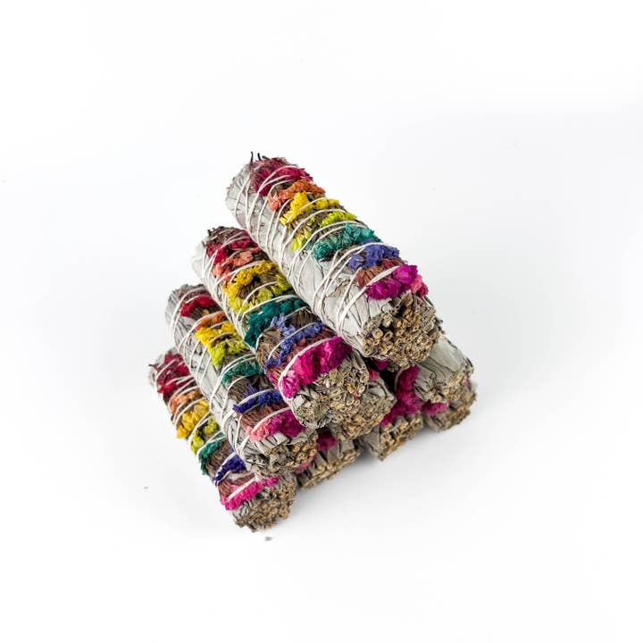 GREENROOTS USA LLC - Wholesale Sage Bundle - 7 Chakra Sinuata Flower White Sage 4" Organic Grown In Cali21