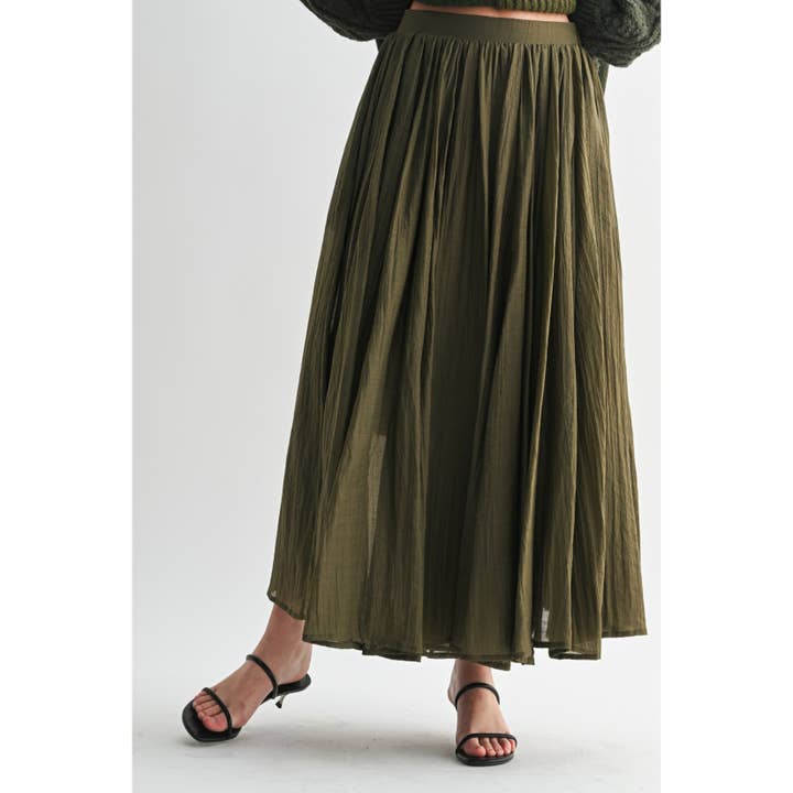 CRINKLE WOVEN MAXI SKIRT for wholesale by FUN2FUN