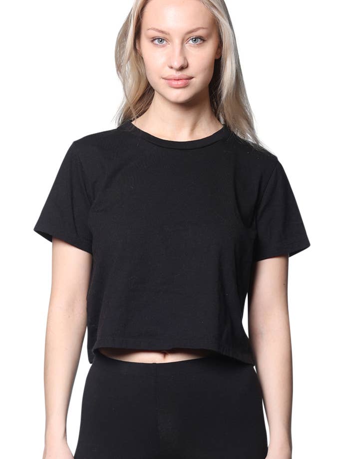 T-SHIRT COURT CÔTELÉ POUR FEMMES pour la vente par Royal Apparel