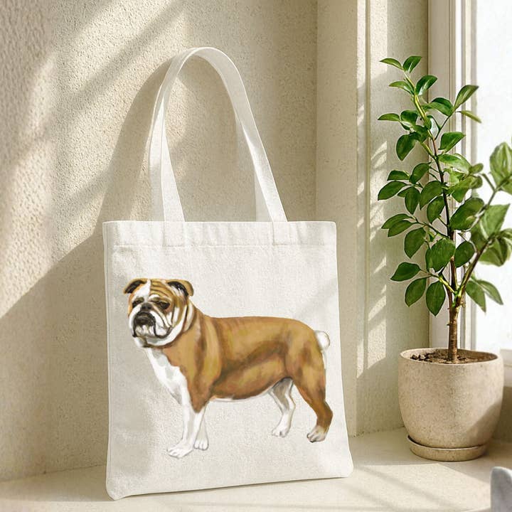 English Bulldog Canvas Tote Bag for wholesale by MerikaArt