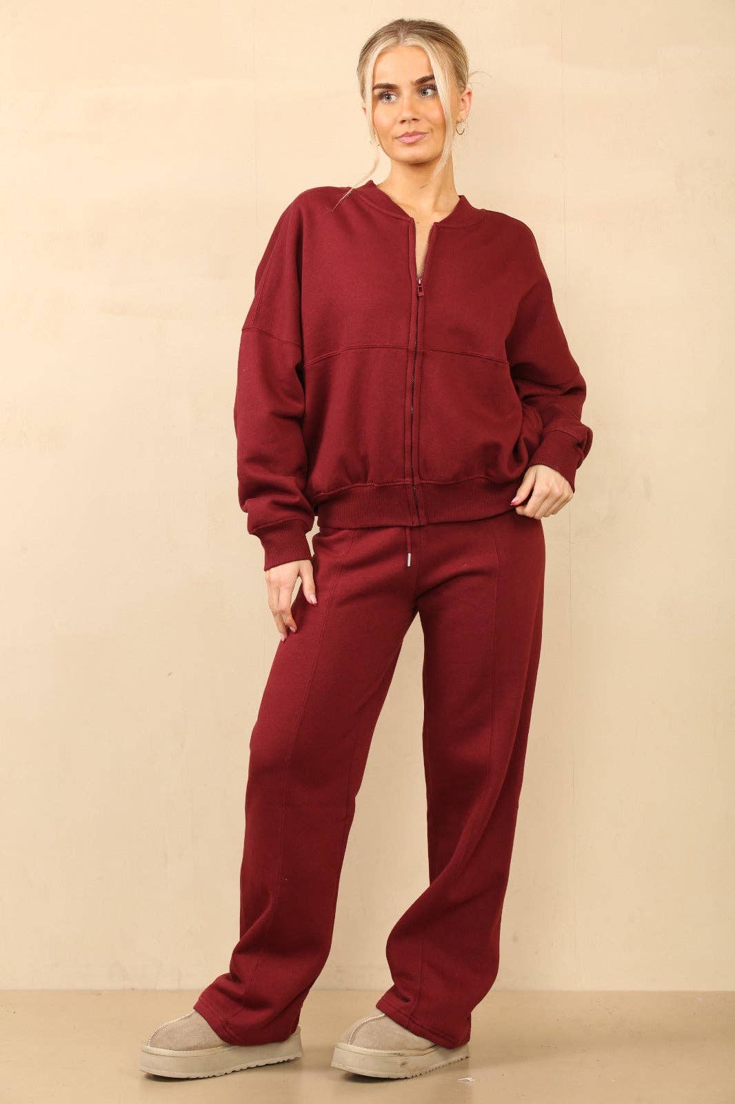 AX Labels - Wholesale Top & Pant Set (NOT Loungewear) - Women's - Oversized Bomber Style Fleece Zipper Co-ord80