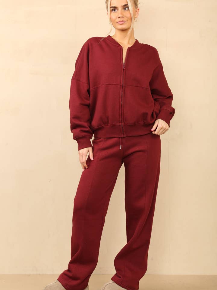 AX Labels - Wholesale Top & Pant Set (NOT Loungewear) - Women's - Oversized Bomber Style Fleece Zipper Co-ord80