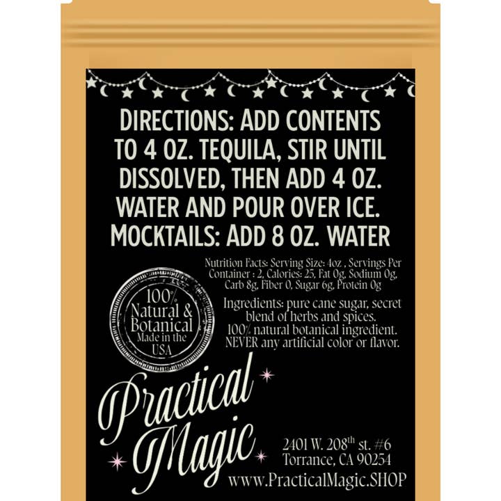 Practical Magic Apothecary & Craft Cocktails - Wholesale Cocktail mix/syrup - Midnight Margarita Craft Cocktail mix for 2 drinks3