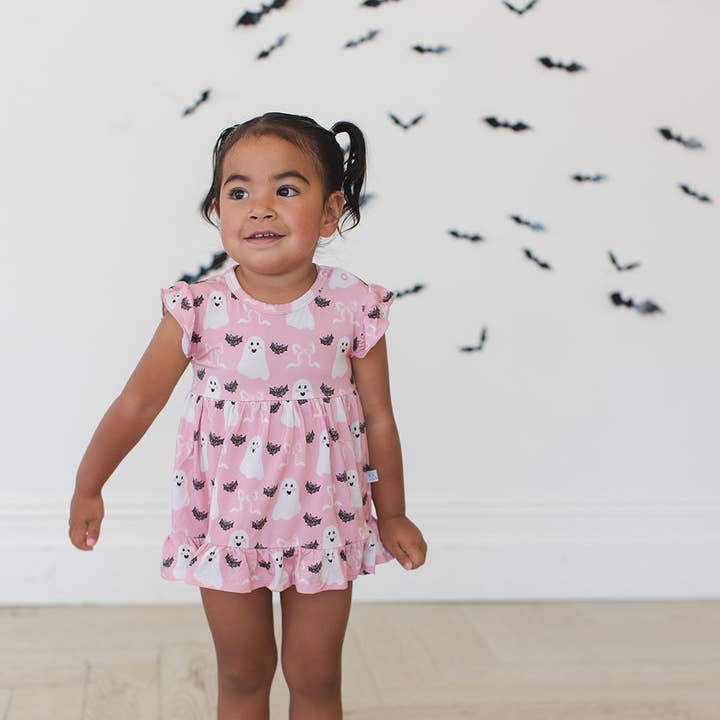 Robe tourbillon avec body chauve-souris pour la vente par Baby Bean & Co.