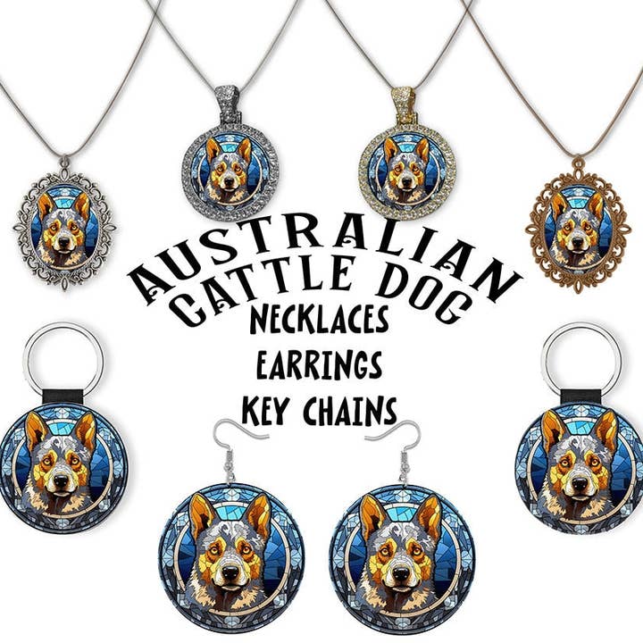 Mirage Pet Products - Wholesale Pet Collar Charm - Cat/Dog - Australian Cattle Dog Breed Jewelry - Stained Glass Style Necklaces, Earrings and more!