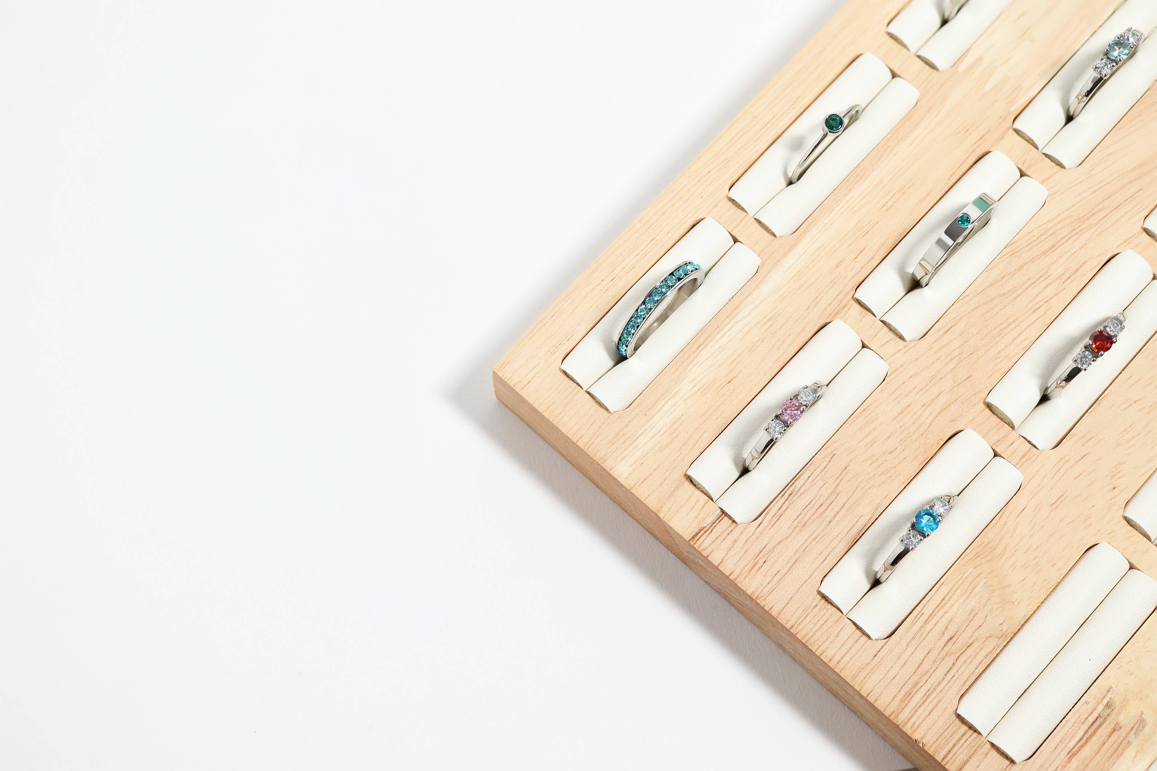 WJW - Venta al por mayor Anillos solitarios - Anillo apilable de piedras natales de acero inoxidable9