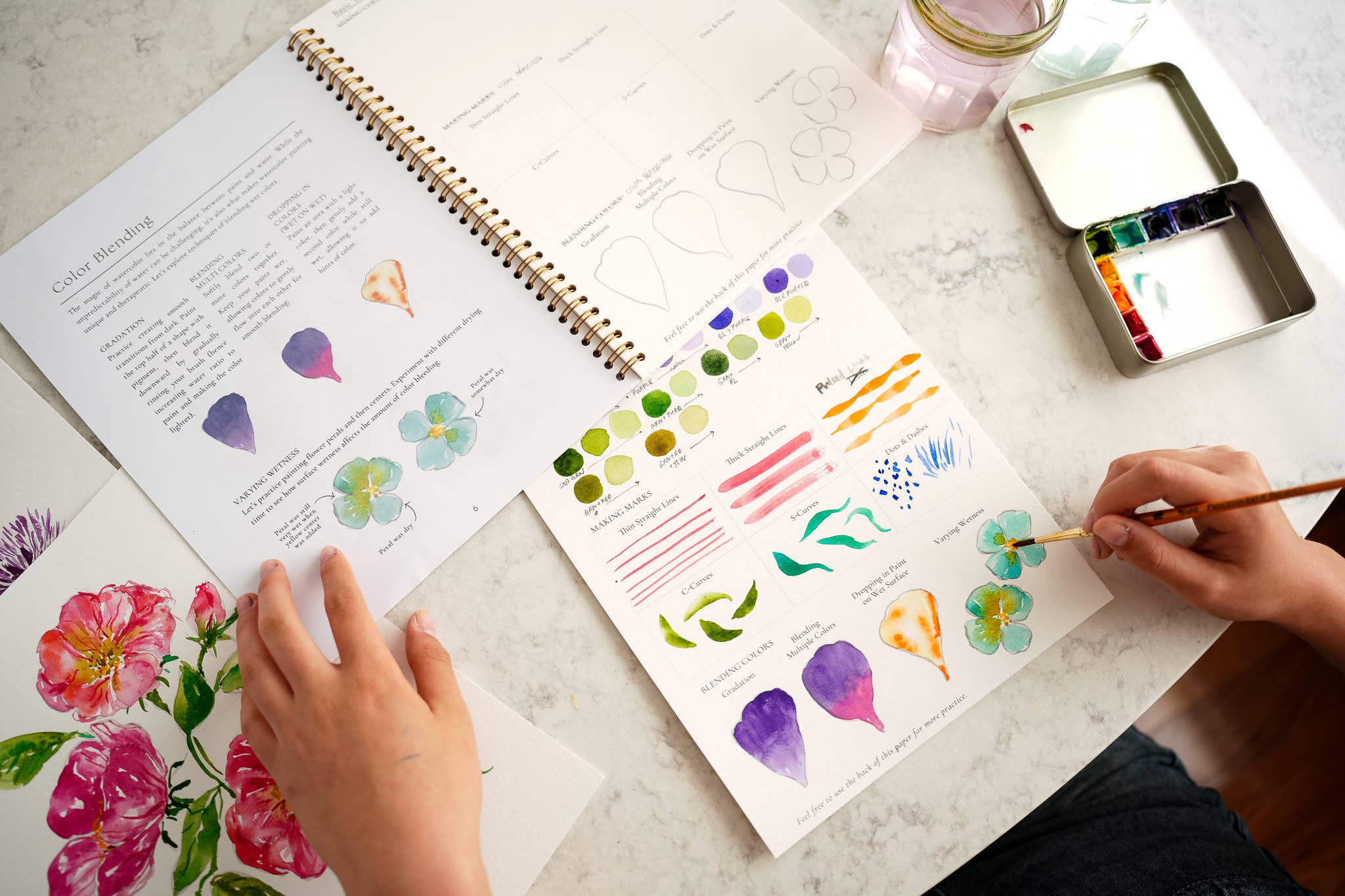 Jean Choe Art & Design - Wholesale Sketchbook/Sketchpad - Watercolor Workbook: Outlined Wildflower, Beginner Friendly 12