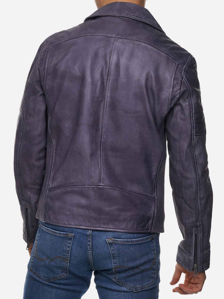Tazzio Veste en cuir pour homme style motard 19712 pour la vente par Tazzio