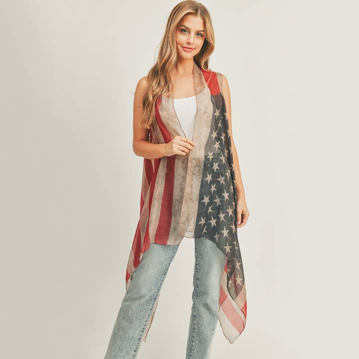 MULTI American Flag Kimono for wholesale on Faire