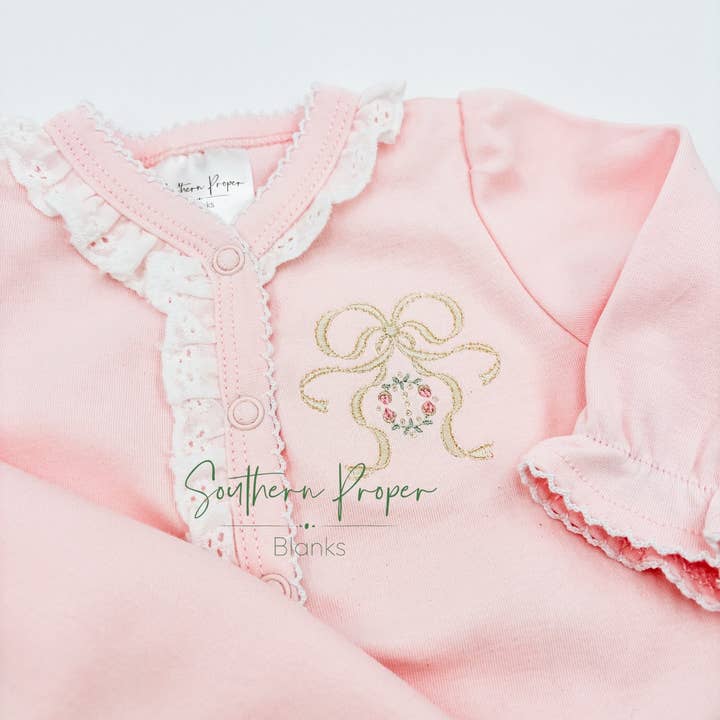 Footies - Lace trim for wholesale by Southern Proper Blanks