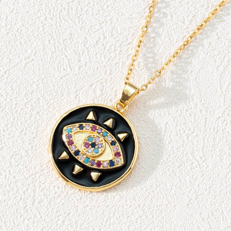 Mio Queena - Venta al por mayor Collares con colgantes/abalorios - Collar chapado en oro con colgante de ojos malvados con diamantes de imitación de varios estilos17