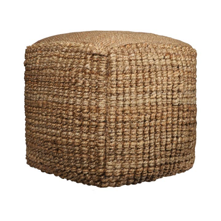 HomeRoots - Wholesale Ottoman - 18" Natural Jute Blend Cube Pouf Ottoman1