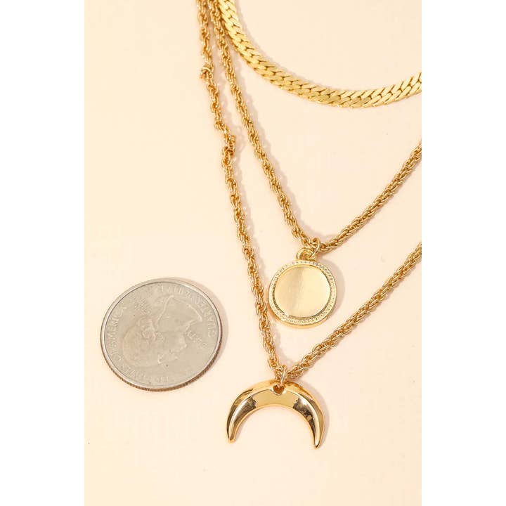 Anarchy Street - Wholesale Pendant/Charm Necklace - Layered Sun Moon Choker Necklace