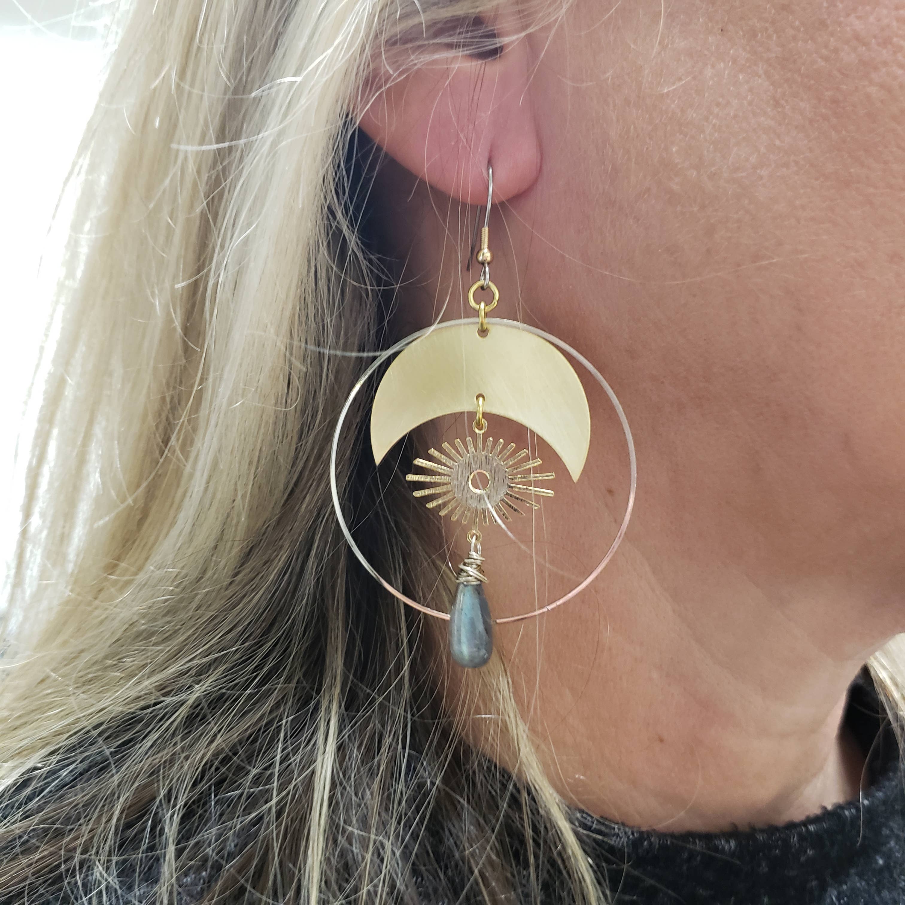 Verdilune - Wholesale Dangle Earrings - Supernova - Mixed Metal & Gemstone Statement Earrings4