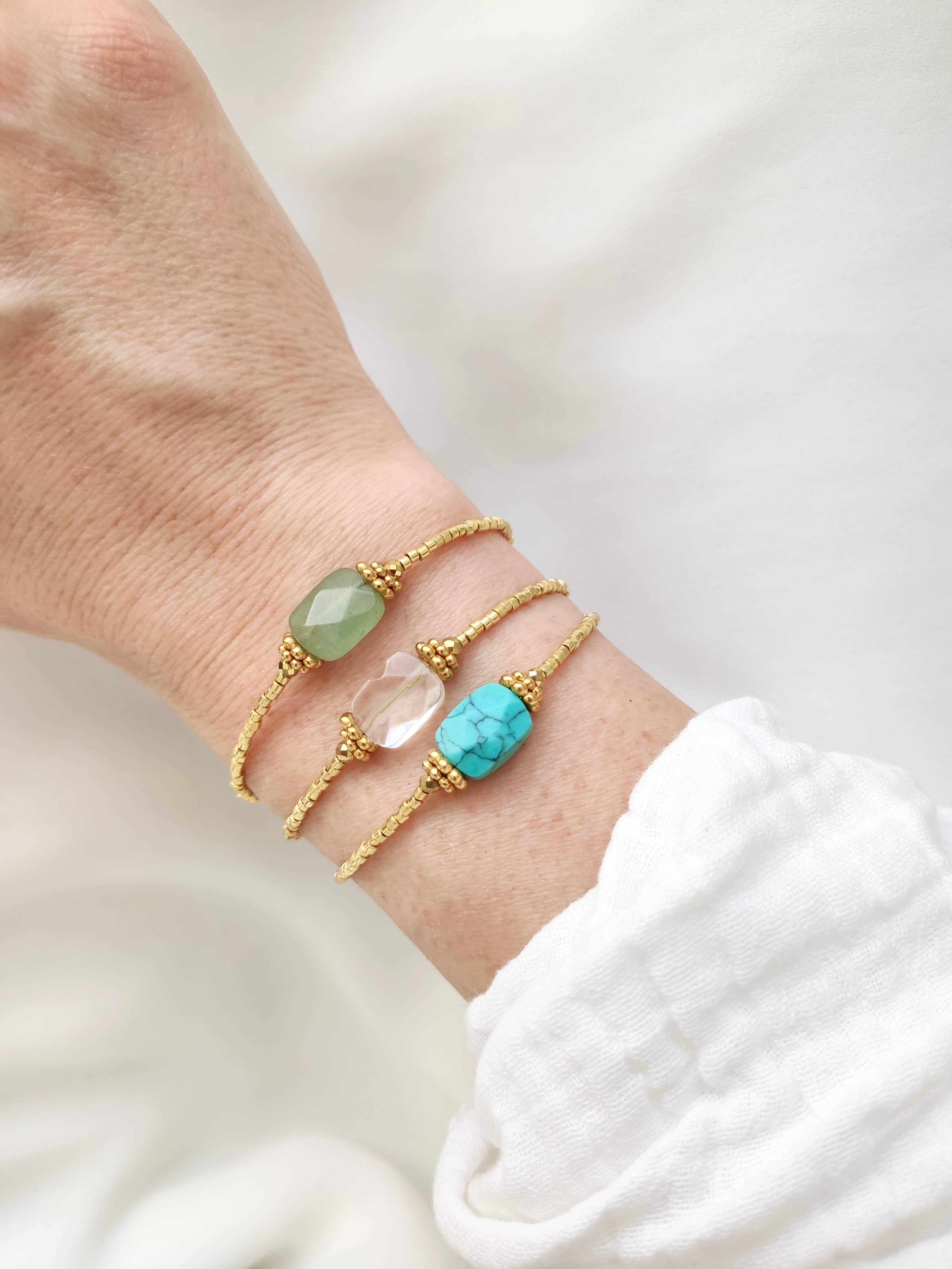 L'Atelier d'Artémis - Venta al por mayor Pulsera de cuentas - Pulsera OLYMPE con cuentas Miyuki chapadas en oro y piedras naturales8