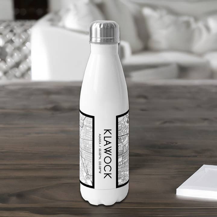 Klawock AK Map Insulated Bottle in Classic for wholesale by JACE.design