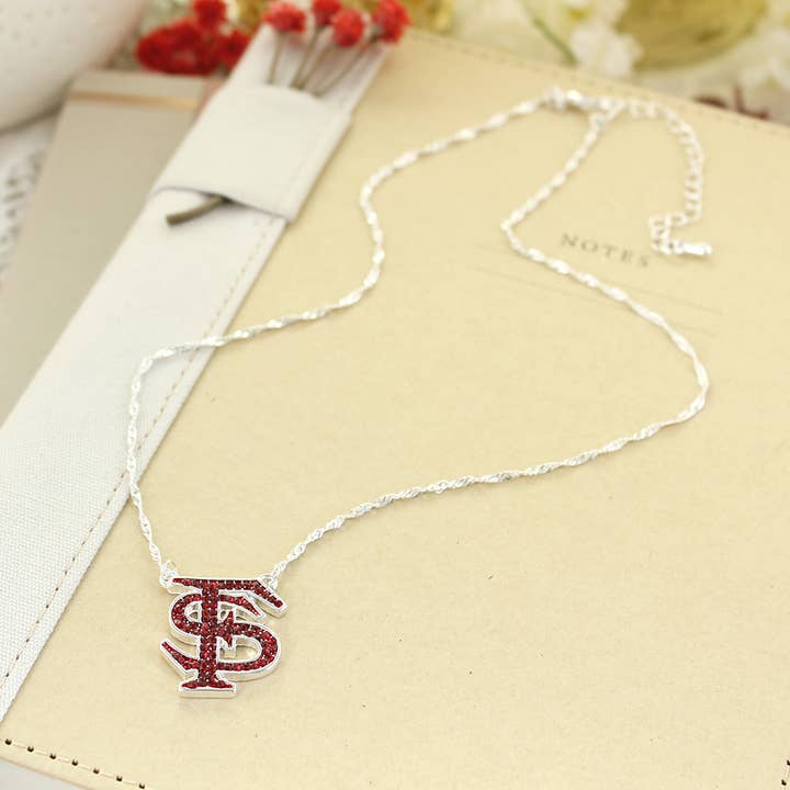 Florida State Crystal Logo Necklace for wholesale by Seasons Jewelry