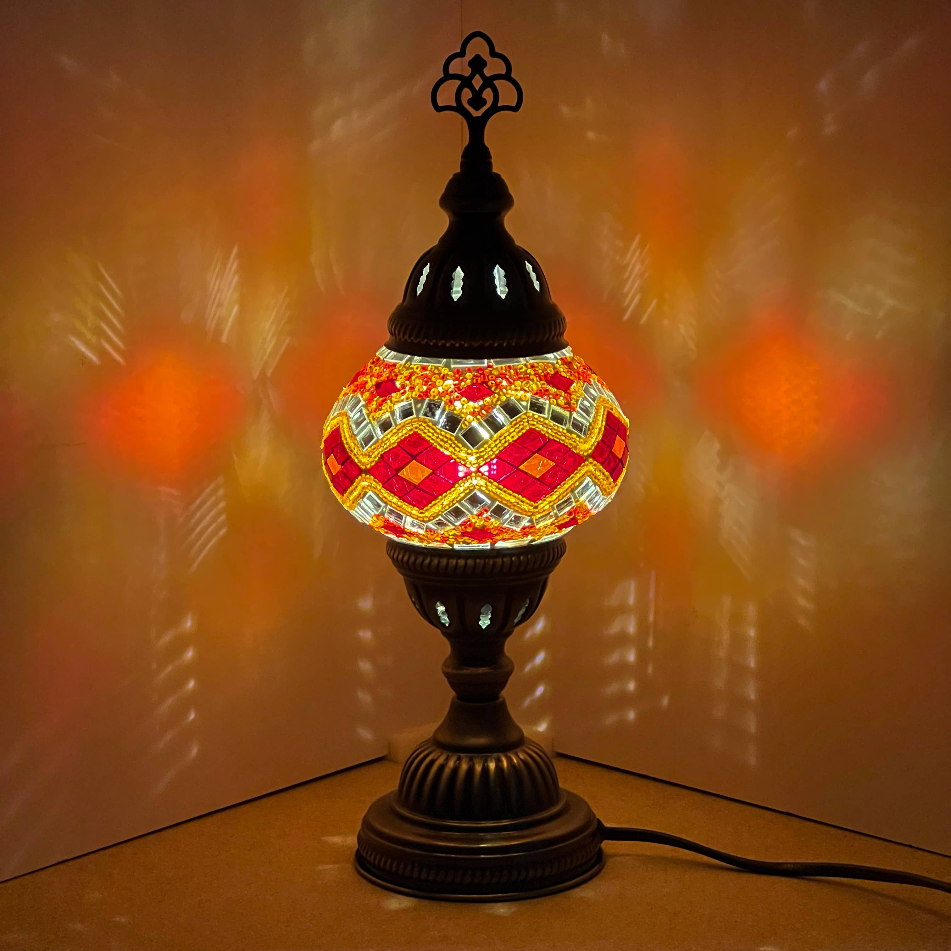 Gypsy Soul - Wholesale Accent/Desk Lamp - Handmade Mosaic Turkish Table lamp 6" Glass Globe - 6 Lamps6
