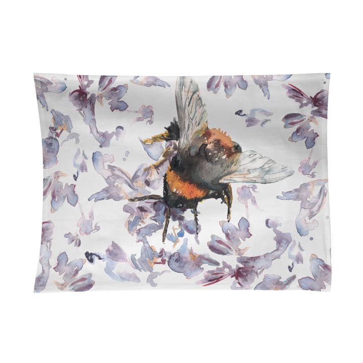 Bee on Heather Design Cotton Teatowel for wholesale by Meg Hawkins Art