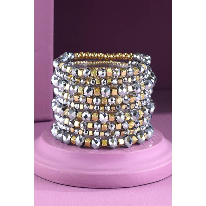 Urbanista - Wholesale Beaded Bracelet - 9 Set Colorful Stackable Beaded Stretch Bracelet7