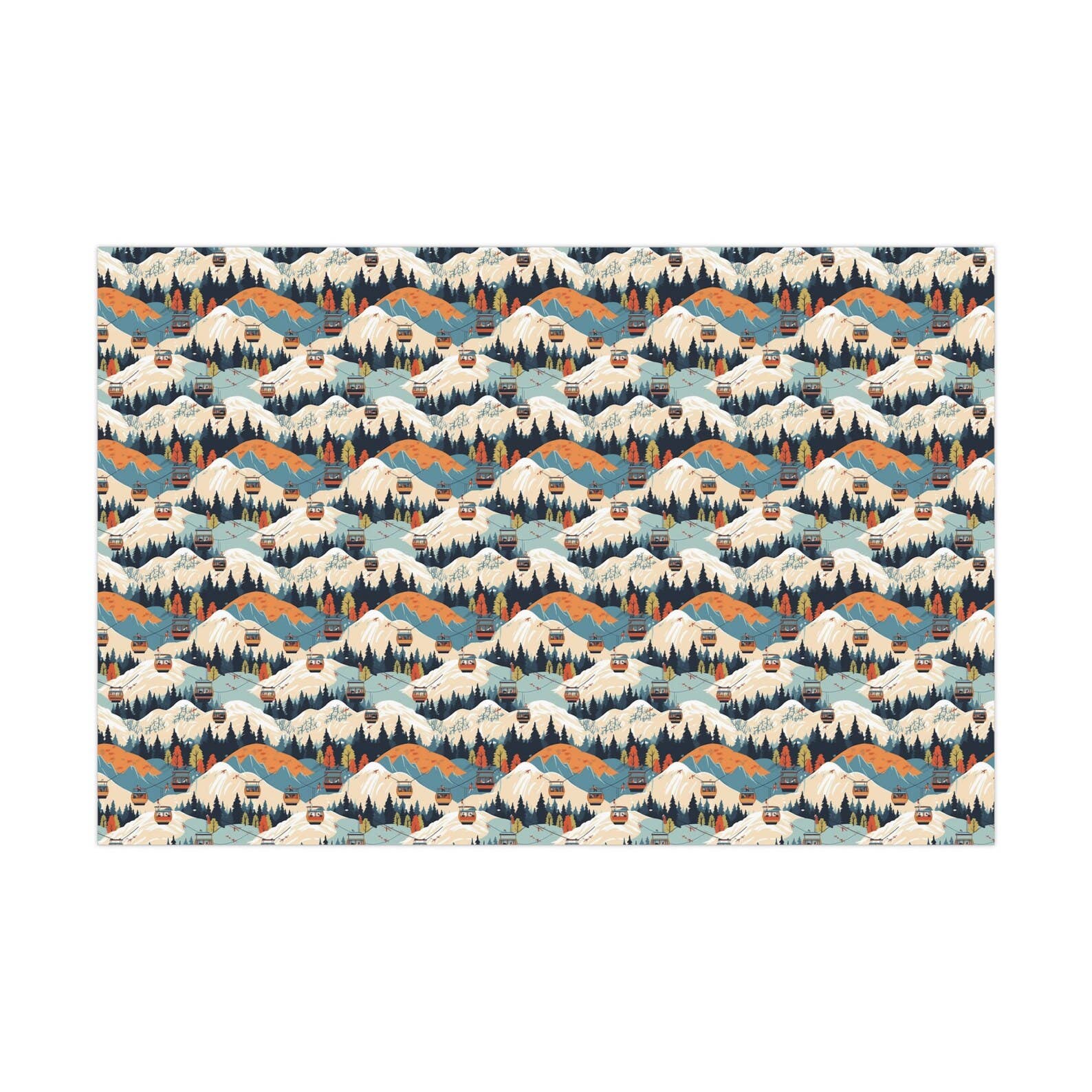 Olivias Paper - Wholesale Flat Wrap - Alpine Ski Gondolas & Mountains Wrapping Paper Gift Wrap2