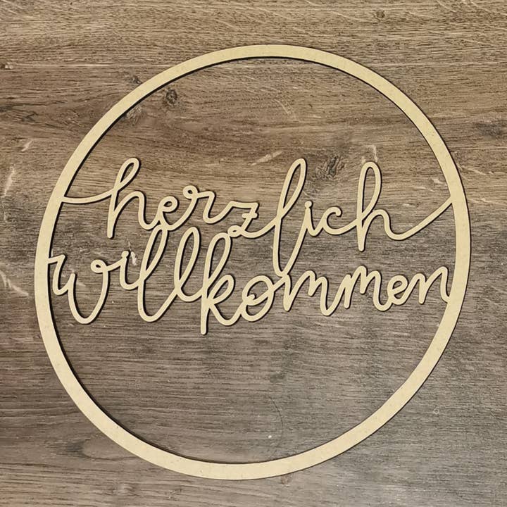 Deko à la Ka – Engroshandel Skilt – træ skilt „Velkommen“, krans