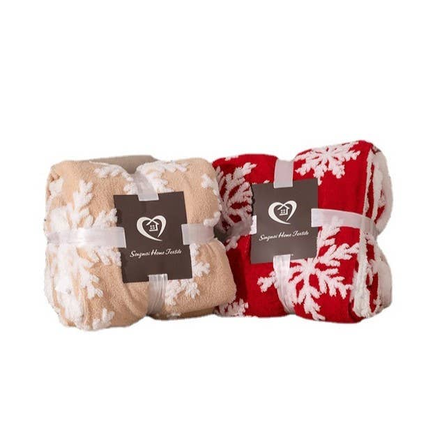 HIDDENBRAND - Wholesale Throw Blanket - Christmas snowflake fluffy fleece cozy sofa throw blanket4
