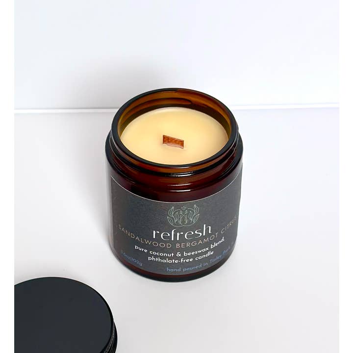 Sprig & Flame - Wholesale Jar/Filled Candle - REFRESH | Pure Coconut Beeswax Hand-Poured Wood Wick Candle6