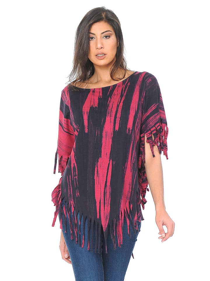 Fringed Cotton Poncho for wholesale by The Collection Royal / Royal Handicrafts