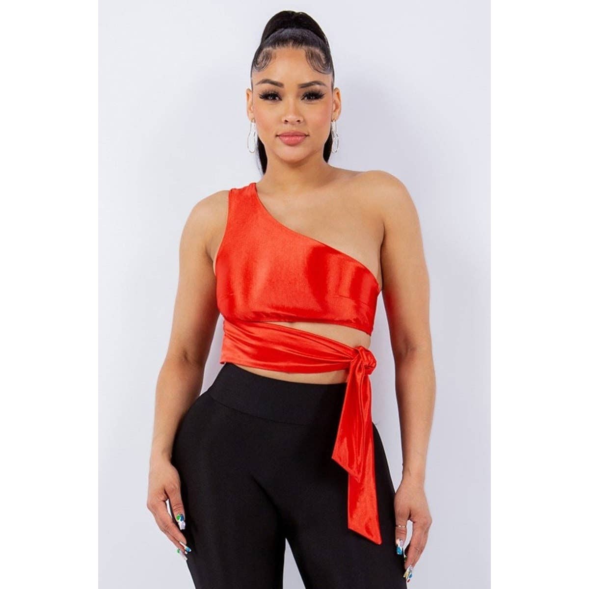 Esmeray Clothing - Wholesale Blouse - Women's - Sculpted Elegance One-Shoulder Crop Top6