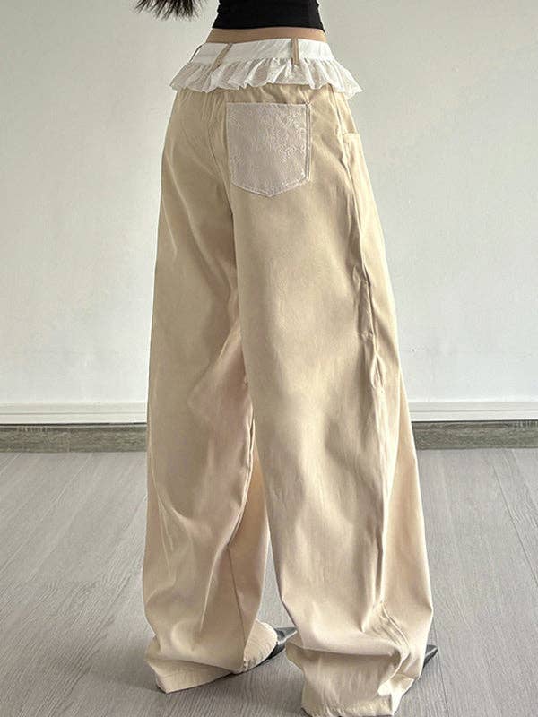 Aprikos Spets Cargo Byxor - Aprikos Bomullsblandning för wholesale på Faire1