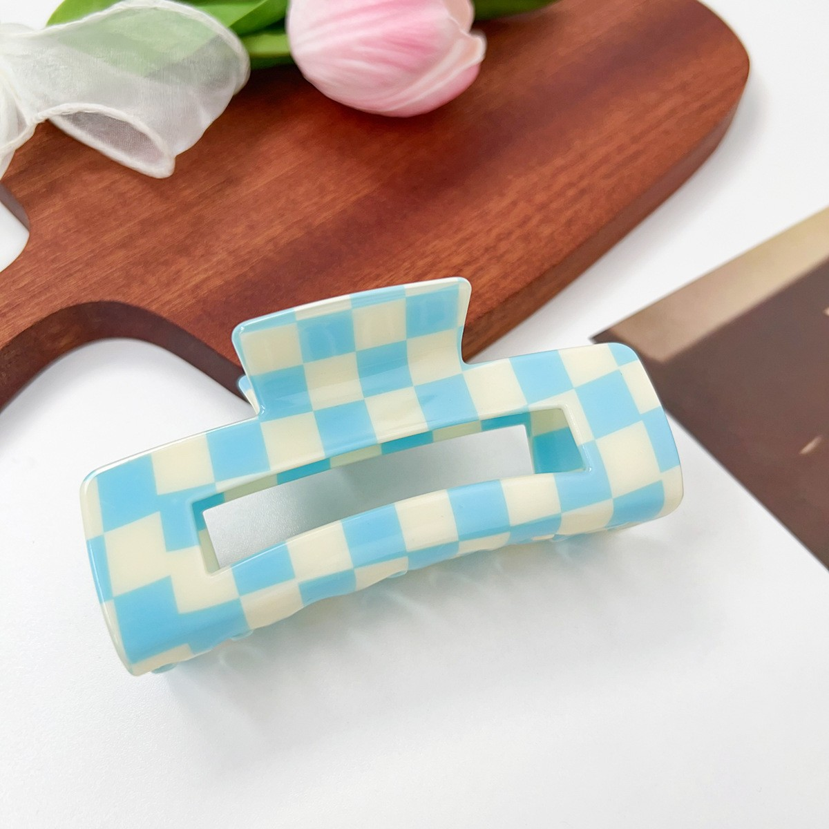 ACCITY - Wholesale Hair Clip - Women's - Checkerboard Hair Claw – Candy Color Acetate Look_CWMM1008439