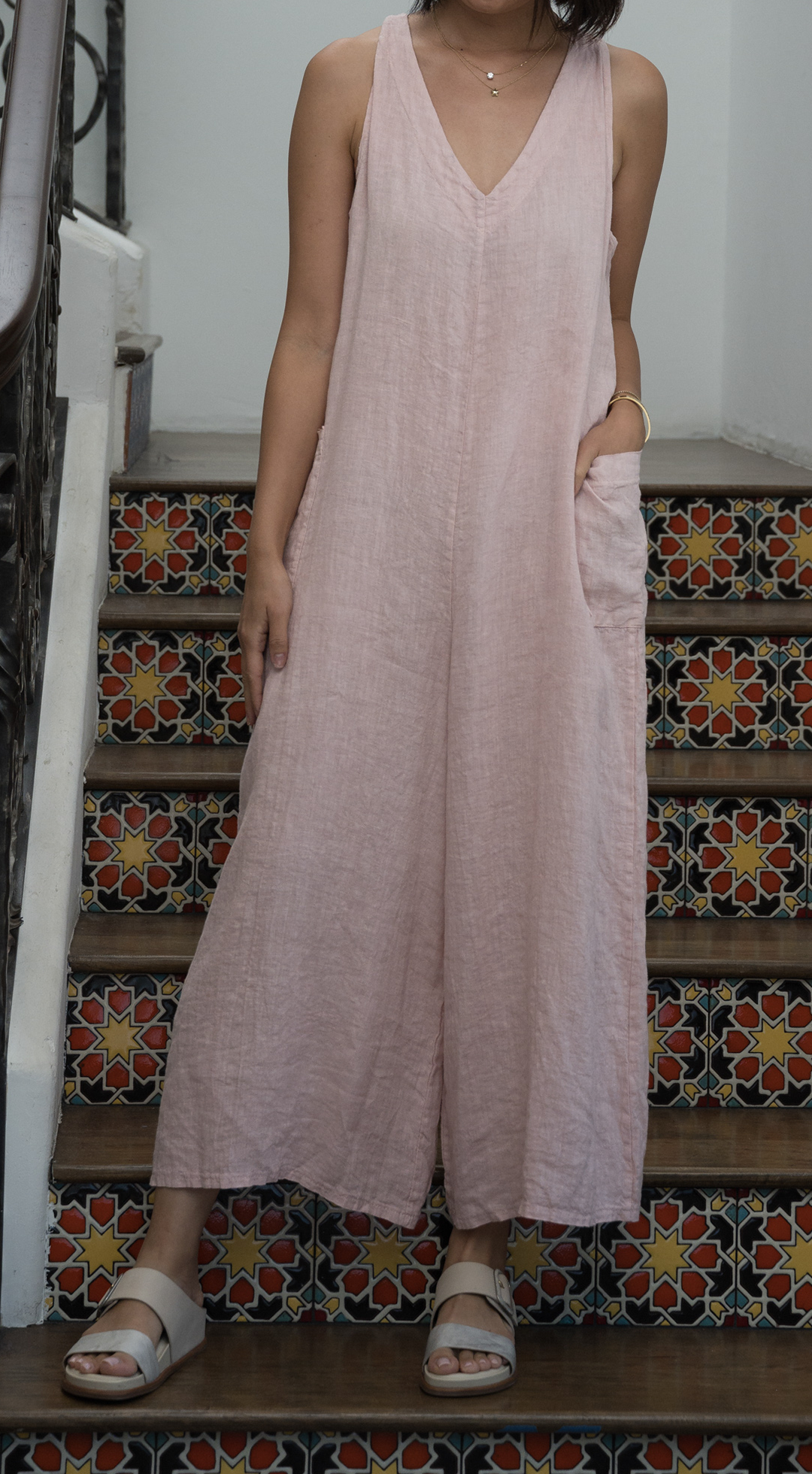 Merci Marie - Wholesale Jumpsuit - Women's - Linen Racer Back Jumper #197126