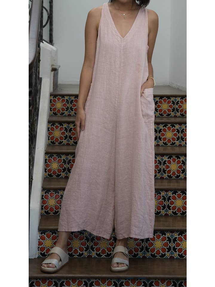 Merci Marie - Wholesale Jumpsuit - Women's - Linen Racer Back Jumper #197126