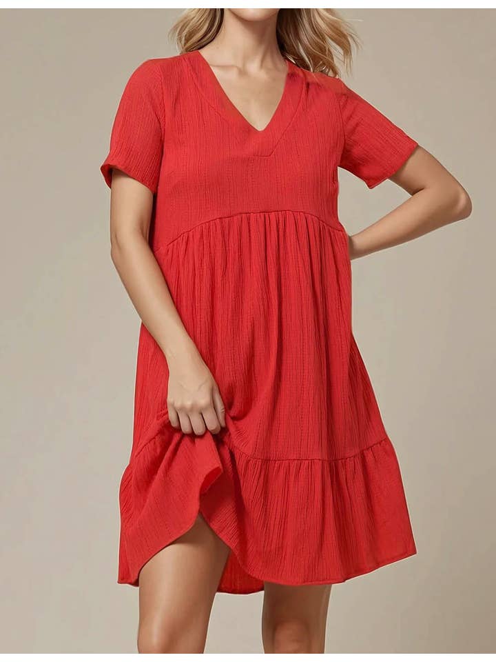 Sweetkama - Wholesale Dress - Women's - V-Neck Short Sleeves Daily Short Dress24