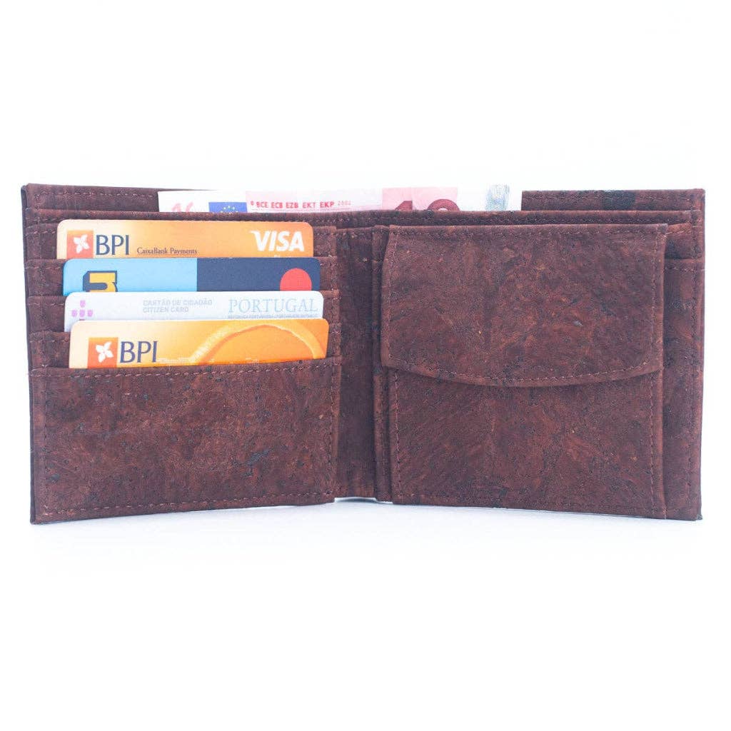 Meninas Bonitas Cork – wholesale Wallet - Men’s – Brown Cork Men's Wallet with Box Packaging BAG-22544