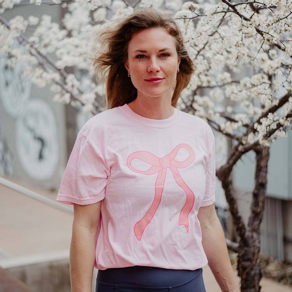 Katydid - Wholesale Screen Printed T-Shirt - Women's - Pink Bow Wholesale Women's T-shirt2